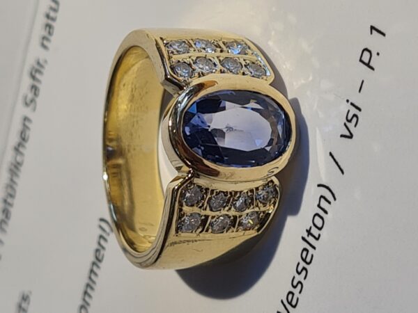 18K Gold Ring Saphir Brillanten WERT 13210,- Euro RG 68